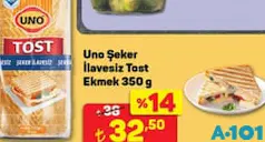 UNO ŞEKER İLAVESİZ TOST EKMEK 350 G UNO ŞEKER İLAVESİZ TOST EKMEK 350 G